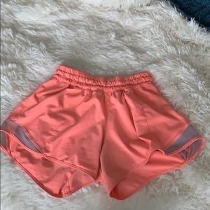 Coral Lululemon shorts